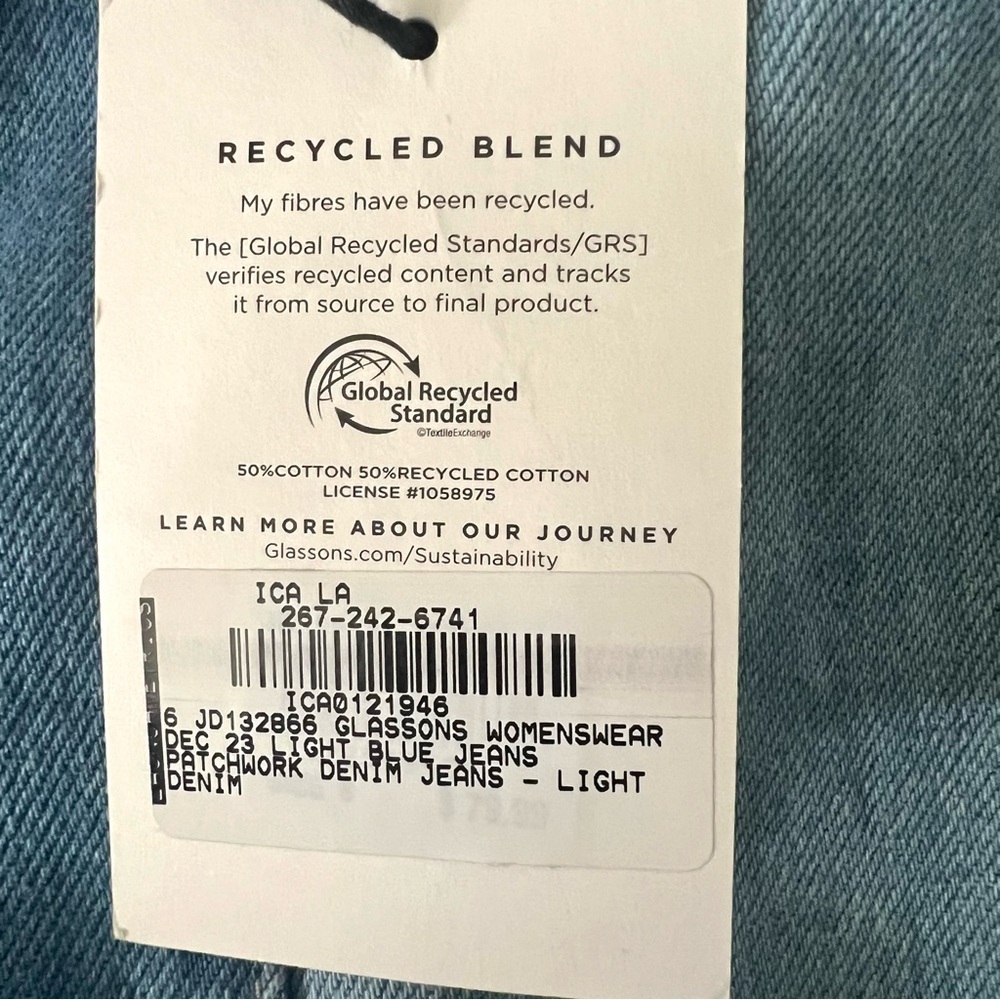 GLASSON Patchwork Mid Rise Denim Jean Sz 6 - Picture 5 of 11
